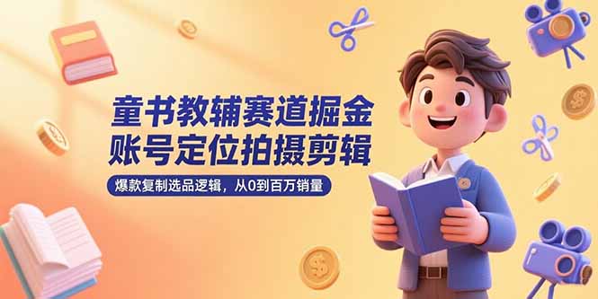童书教辅赛道掘金，账号定位拍摄剪辑，爆款复制选品逻辑，从0到百万销量-九源吧网赚学院