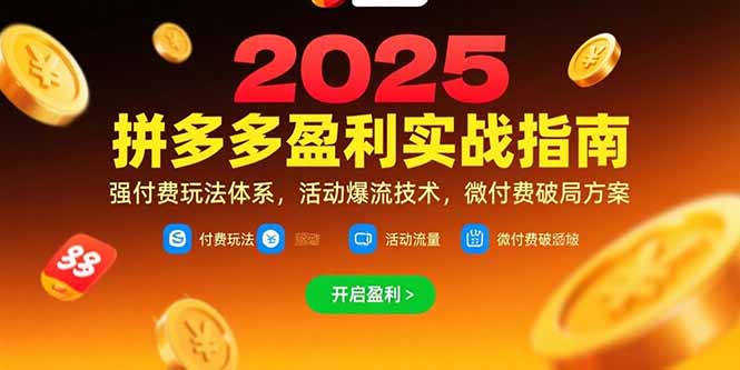 拼多多盈利实战指南，强付费玩法，活动爆流技术，微付费破局方案(更新7月)-九源吧网赚学院
