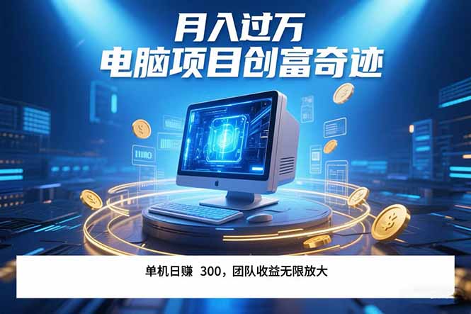 最新电脑项目单机每天收益300+ 带有团队管道收益 可无限放大 月入过万…-九源吧网赚学院