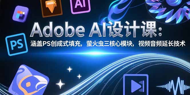 Adobe AI设计课：涵盖PS创成式填充，萤火虫三核心模块，视频音频延长技术-九源吧网赚学院