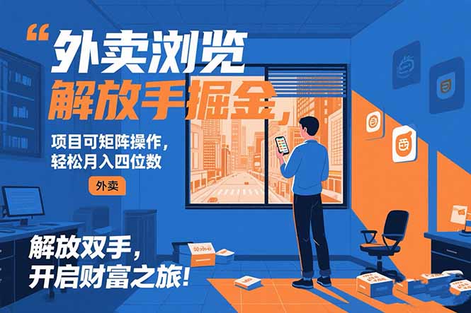 外卖浏览掘金项目 可矩阵操作 轻松日入500+-九源吧网赚学院