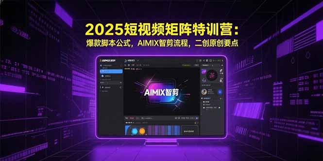 2025短视频矩阵特训营：爆款脚本公式，AIMIX智剪流程，二创原创要点-九源吧网赚学院