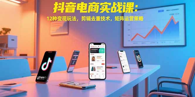 抖音电商实战课：12种变现玩法，剪辑去重技术，矩阵运营策略-九源吧网赚学院