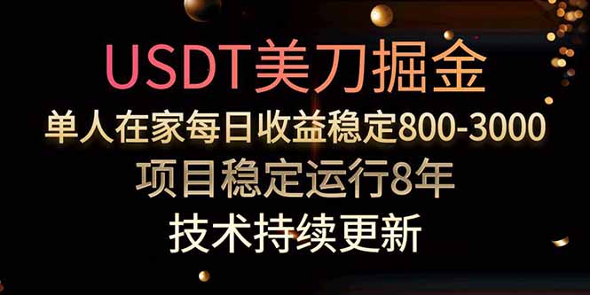 USDT美刀掘金，单人每日收益800-3000，稳定运行8年-九源吧网赚学院