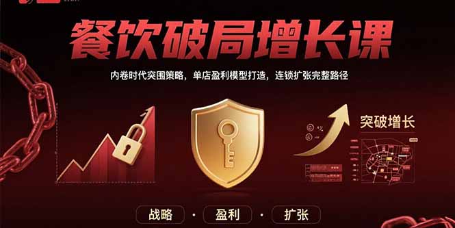 餐饮破局增长课：内卷时代突围策略，单店盈利模型打造，连锁扩张完整路径-九源吧网赚学院