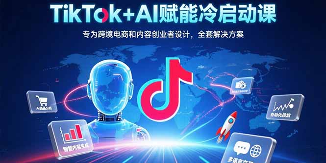 TikTok+AI赋能冷启动课：专为跨境电商和内容创业者设计，全套解决方案-九源吧网赚学院