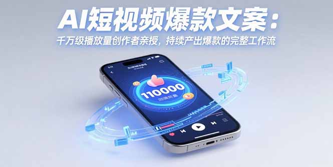AI短视频爆款文案：千万级播放量创作者亲授，持续产出爆款的完整工作流-九源吧网赚学院