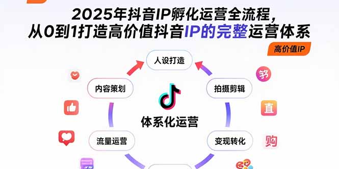 2025年抖音IP孵化运营全流程，从0到1打造高价值抖音IP的完整运营体系-九源吧网赚学院