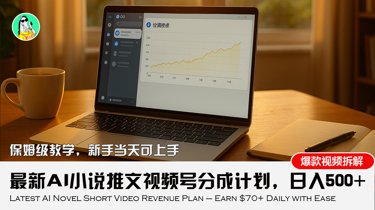 最新AI小说推文视频号分成计划，新手小白也能当天日入500+教程-九源吧网赚学院