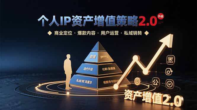 个人IP资产增值策略2.0 拆解商业定位/爆款内容/用户运营/私域销转四大模块-九源吧网赚学院