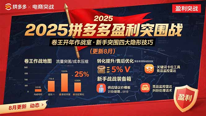 2025拼多多盈利突围战：卷王开年作战室，新手突围四大隐形技巧(更新8月)-九源吧网赚学院