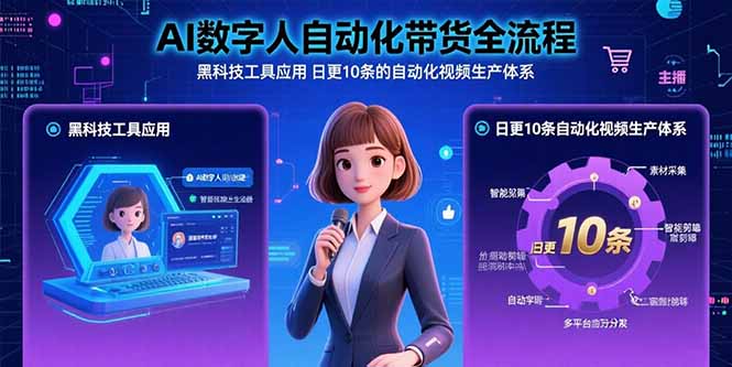 AI数字人自动化带货全流程：黑科技工具应用 日更10条的自动化视频生产体系-九源吧网赚学院