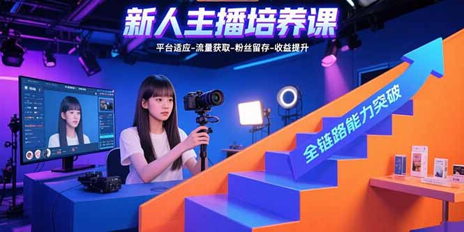 新人主播培养课：平台适应-流量获取-粉丝留存-收益提升 全链路能力突破-九源吧网赚学院