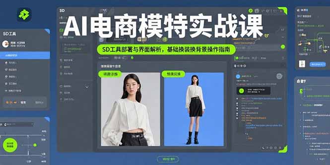 AI电商模特实战课，SD工具部署与界面解析，基础换装换背景操作指南-九源吧网赚学院