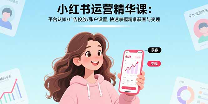 小红书运营精华课：平台认知/广告投放/账户设置,快速掌握精准获客与变现-九源吧