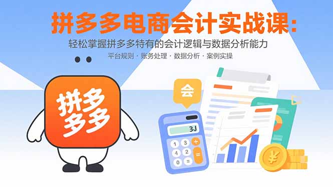 拼多多电商会计实战课：轻松掌握拼多多特有的会计逻辑与数据分析能力-九源吧
