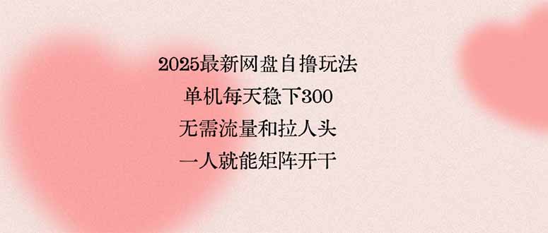 2025最新网盘自撸玩法，单机每天稳下3张，无需流量和拉人头，一个人就…-九源吧