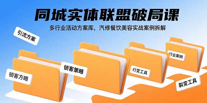 同城实体联盟破局课，多行业活动方案库，汽修餐饮美容实战案例拆解-九源吧