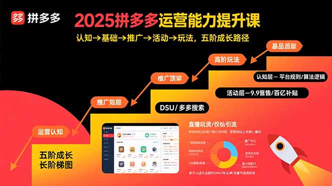 2025拼多多运营能力提升课：认知→基础→推广→活动→玩法，五阶成长路径-九源吧