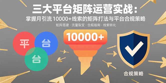 三大平台矩阵运营实战：掌握月引流10000+线索的矩阵打法与平台合规策略-九源吧