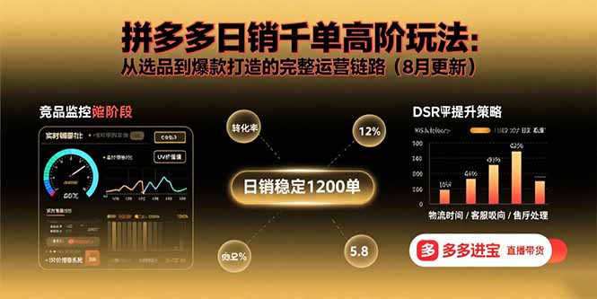 拼多多日销千单高阶玩法：从选品到爆款打造的完整运营链路（8月更新）-九源吧