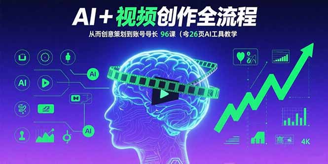 AI+短视频创作全流程：从创意策划到账号增长，96节课(含26项AI工具教学)-九源吧