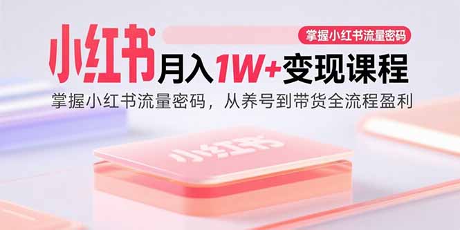 小红书月入1W+变现课程：掌握小红书流量密码，从养号到带货全流程盈利-九源吧