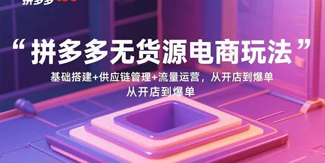 拼多多无货源电商玩法：基础搭建+供应链管理+流量运营，从开店到爆单-九源吧