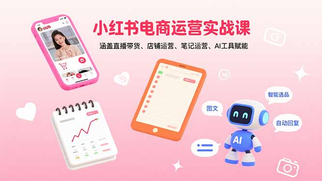 小红书电商运营实战课：涵盖直播带货、店铺运营、笔记运营、AI工具赋能-九源吧