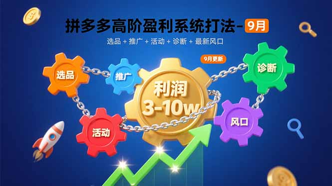 拼多多高阶盈利系统打法-9月：选品+推广+活动+诊断+最新风口，月利润3-10w-九源吧