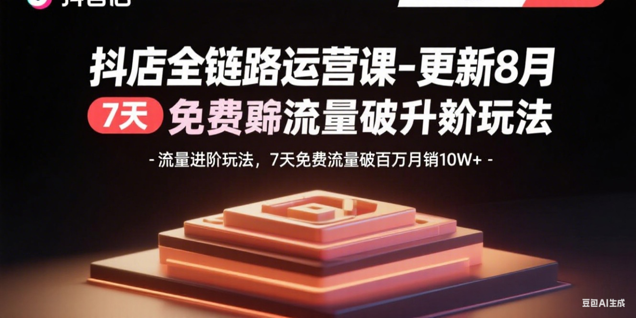 抖店全链路运营课-更新8月：流量进阶玩法，7天免费流量破百万月销10W+-九源吧