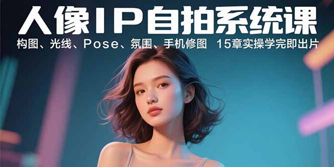 人像IP自拍系统课：构图、光线、Pose、氛围、手机修图 15章实操学完即出片-九源吧