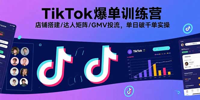 TikTok爆单训练营，店铺搭建/达人矩阵/GMV投流，单日破千单实操-九源吧