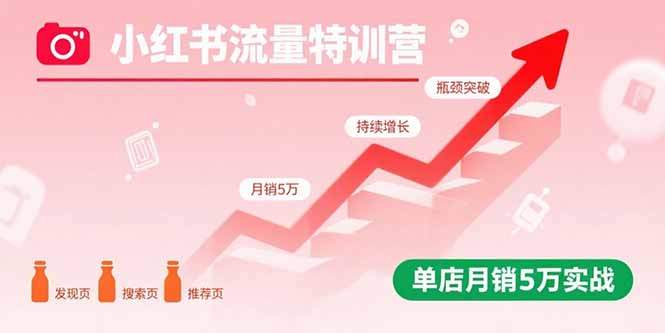 小红书流量特训营：突破流量瓶颈，实现店铺持续增长，单店月销5万实战-九源吧