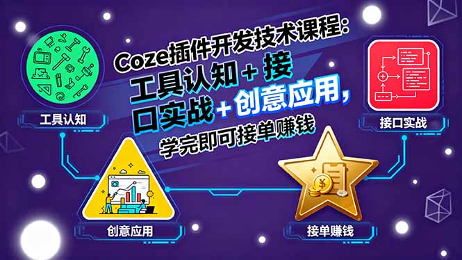 Coze插件开发技术课程：工具认知+接口实战+创意应用，学完即可接单赚钱-九源吧