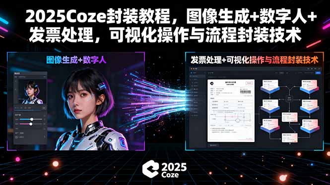 2025Coze封装教程，图像生成+数字人+发票处理，可视化操作与流程封装技术-九源吧