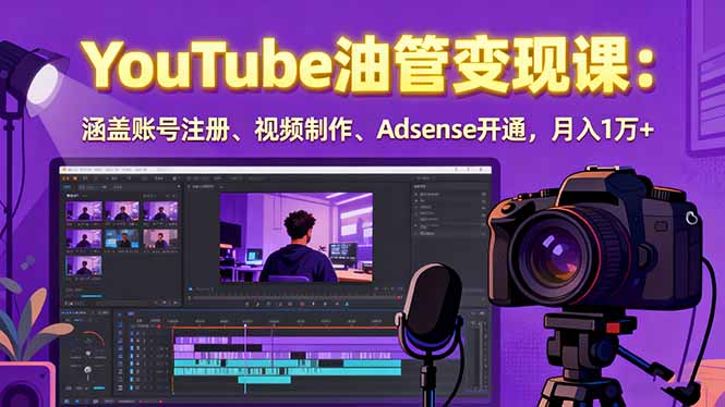 2025YouTube油管变现课：涵盖账号注册、视频制作、Adsense开通，月入1万+-九源吧