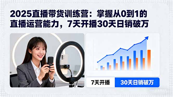 2025直播带货训练营：掌握从0到1的直播运营能力，7天开播30天日销破万-九源吧