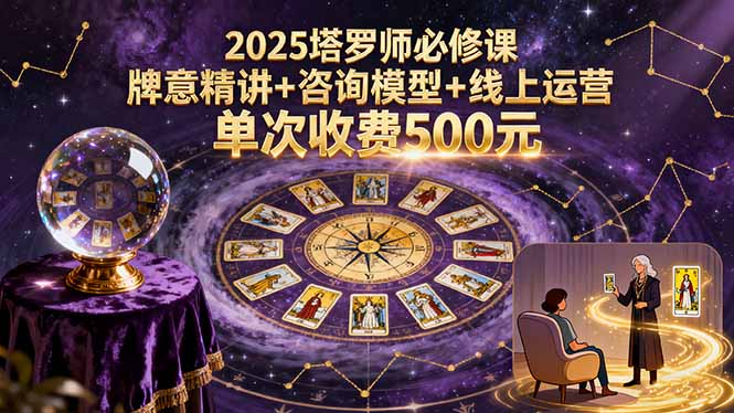 2025塔罗师必修课，牌意精讲+咨询模型+线上运营，单次收费500元-九源吧