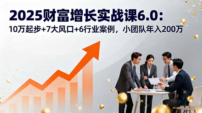 2025财富增长实战课6.0：10万起步+7大风口+6行业案例，小团队年入200万-九源吧