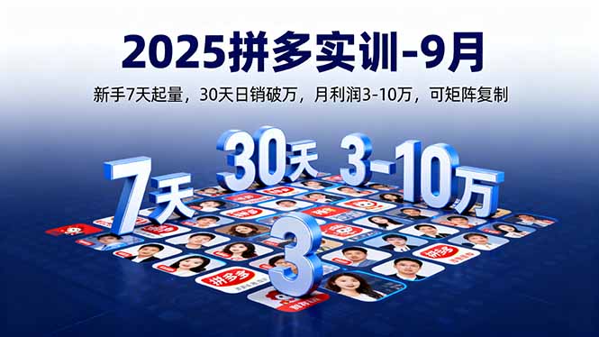 2025拼多多实训-9月：新手7天起量,30天日销破万,月利润3-10万,可矩阵复制-九源吧