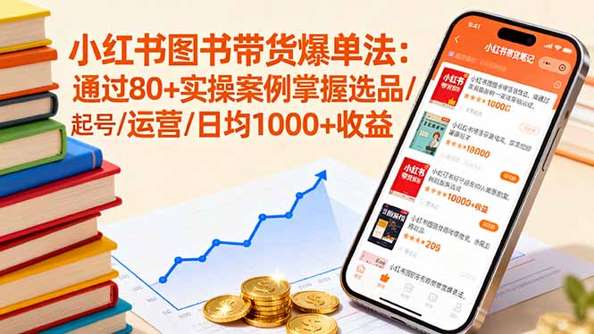 小红书图书带货爆单法：通过80+实操案例掌握选品/起号/运营/日均1000+收益-九源吧