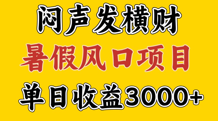 30天赚了7.5W 暑假风口项目，比较好学，2天左右上手-九源吧网赚学院