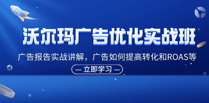 沃尔玛广告优化实战班，广告报告实战讲解，广告如何提高转化和ROAS等-九源吧网赚学院