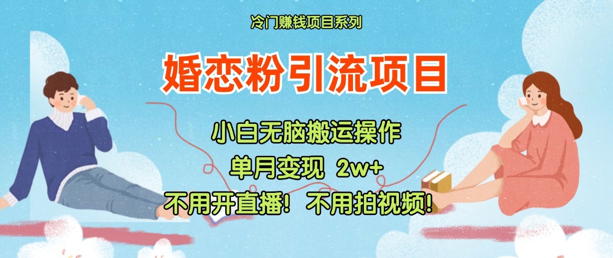 小红书婚恋粉引流，不用开直播！不用拍视频！不用做交付-九源吧网赚学院