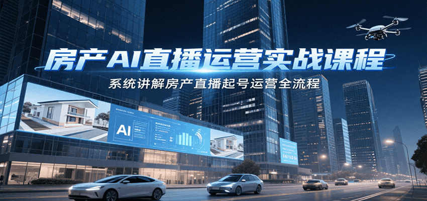 房产AI直播运营实战课程，系统讲解房产直播起号运营全流程-九源吧网赚学院